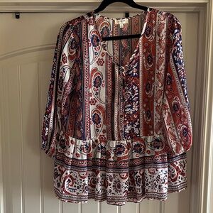Umgee Red and Blue Paisley Blouse